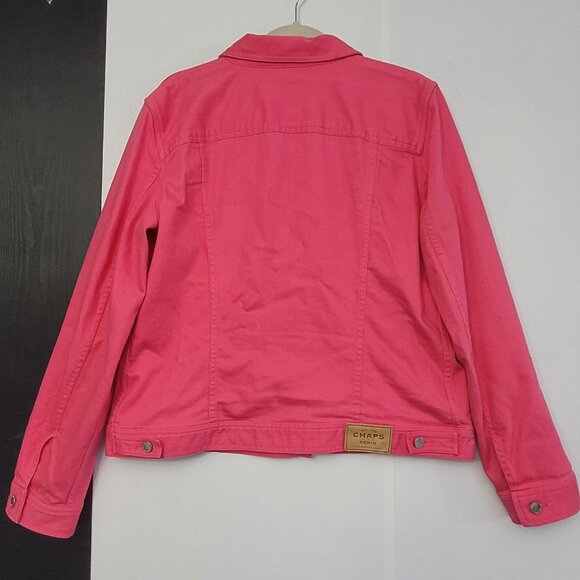 Hot Pink Chaps Denim Jean Jacket Size Large with Inner and Outer Pockets - Picture 6 of 6